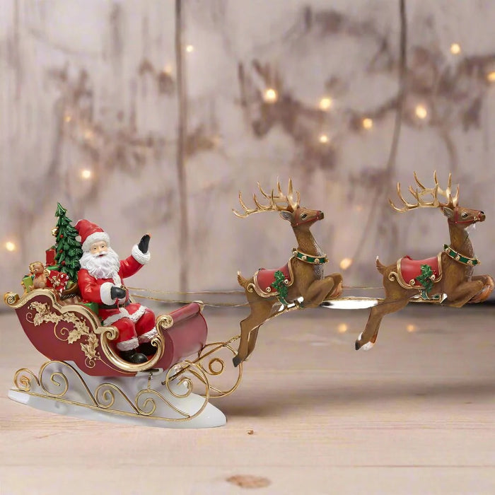 Slitta Decoro con Babbo Natale e Renne