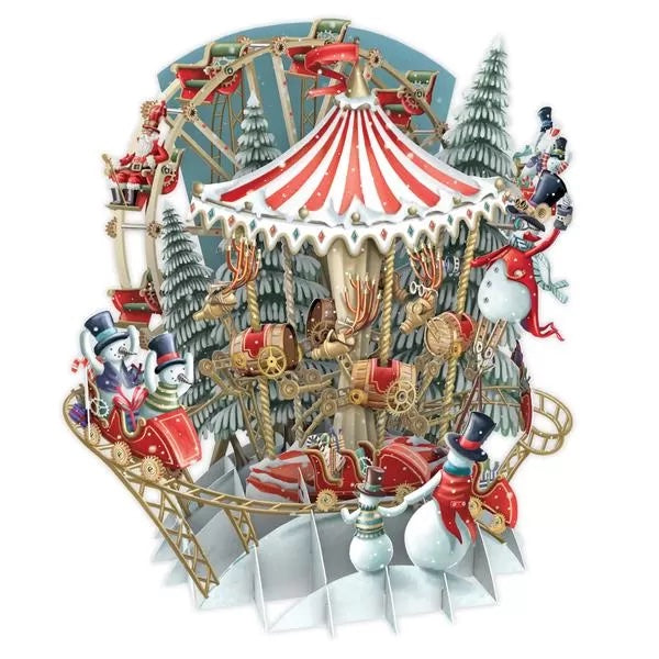 Biglietto 3D Paper Art - Luna Park a Natale