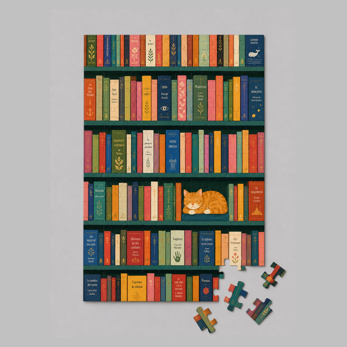 Mini Puzzle - Libreria con Gatto